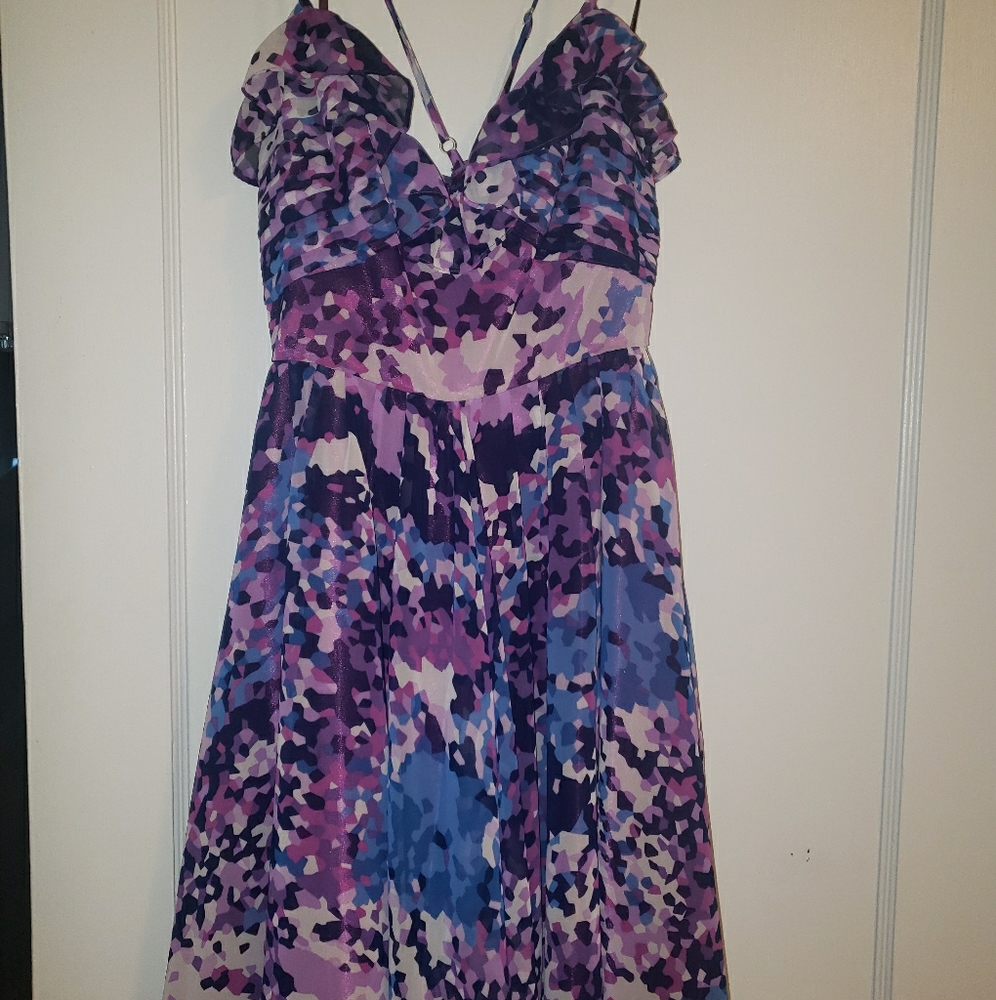 Purple spaghetti strap cross-back dress